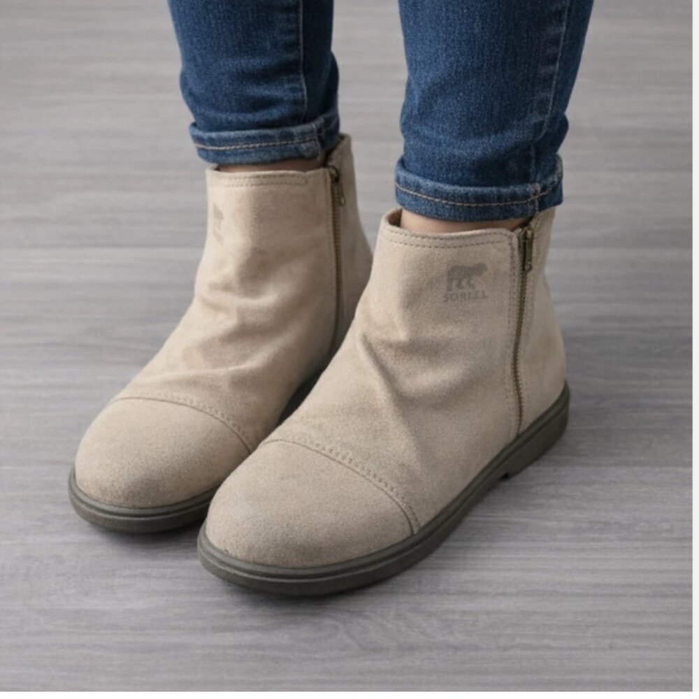 SOREL Women's Tan Major Low Leather Side Zip Ankle Booties Size 9.5